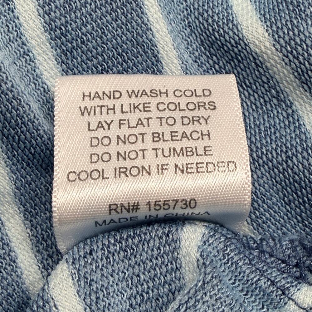 Jane + Delancey Short Sleeve Striped Pullover Hoodie Top Sunbleached Blue 1X - Picture 10 of 10